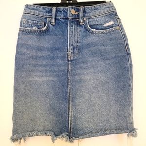 Allsaints - Kim Denim Jean Skirt with Raw Frayed Hem, Size 0